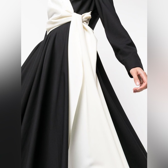 NWT Rosie Assoulin Sash Yay Dress Two Tone Wrap Maxi Black White Sz 8 - Picture 3 of 15